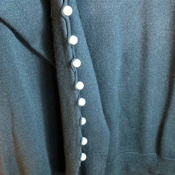 Carmen Marc Valvo black sweater with pearls down each sleeve. Stunning! B6 - Picture 3 of 4